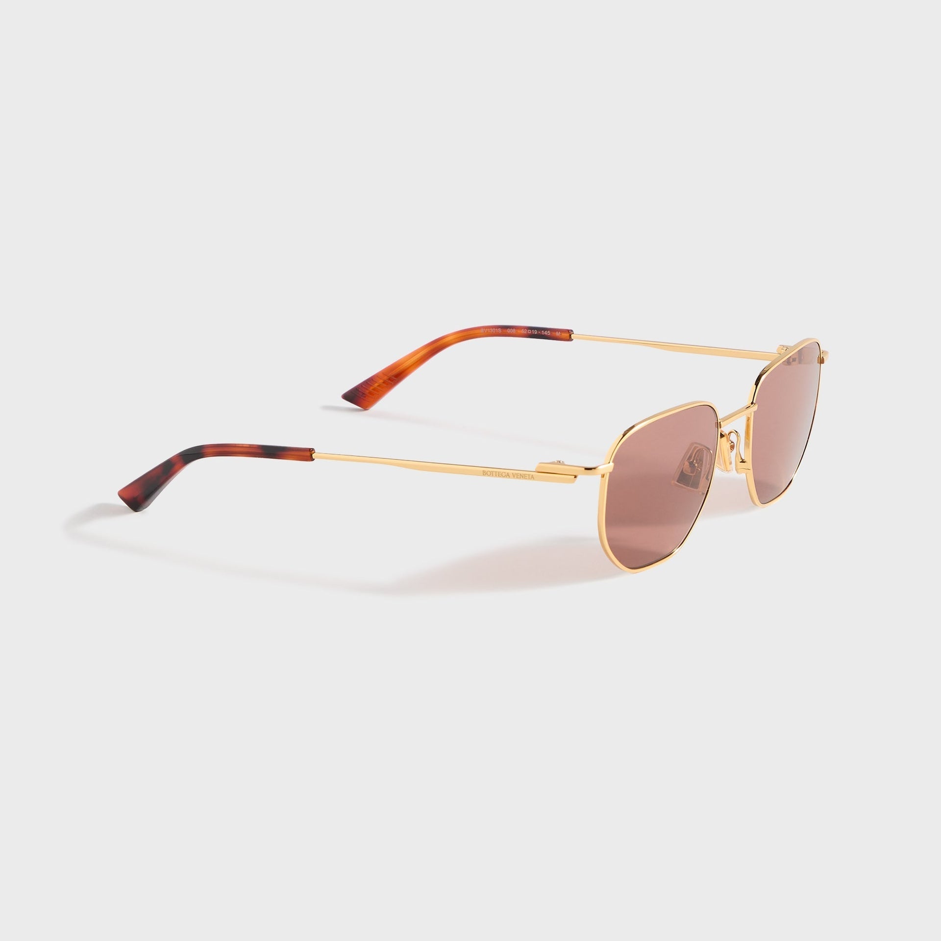 Bottega Veneta BV1301S Round Sunglasses in Red Lenses With Gold Frame, detail view