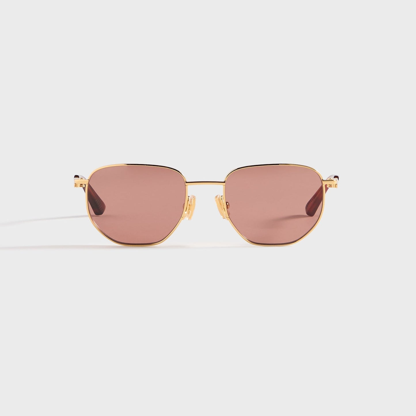 Bottega Veneta BV1301S Round Sunglasses in Red Lenses With Gold Frame, front view