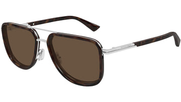 SOLID BROWN LENSES WITH SHINY SILVER HAVANA FRAME