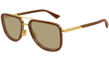 LIGHT BROWN LENSES WITH SHINY GOLD TRANSPARENT BROWN FRAME