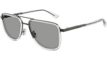 LIGHT GRAY LENSES WITH SHINY TRANSPARENT CRYSTAL SILVER FRAME