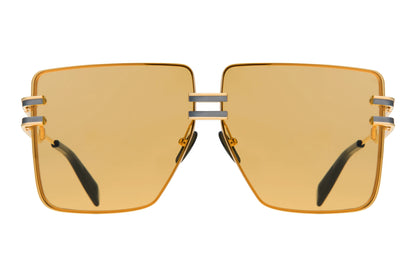 Balmain GANDARME Square Sunglasses in Amber Lenses With Gold/Black Rhodium Frame, detail view