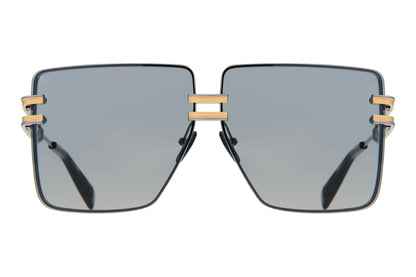 Balmain GANDARME Square Sunglasses in Dark Brown Swirl Lenses With Black Palladium/Gold Frame, detail view