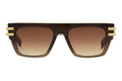 Balmain SOLDAT Rectangle Sunglasses in Brown Gradient Lenses With Crystal Brown Black Palladium Frame, front view