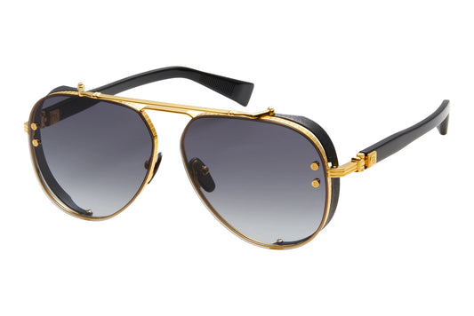Balmain CAPTAINE Aviator Sunglasses in Grey Gradient Lenses With Gold Frame, front view