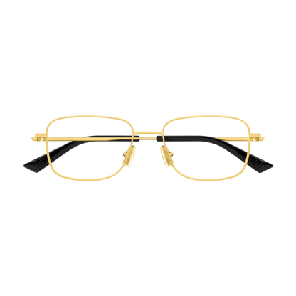 Bottega Veneta BV1333O Rectangle Eyeglasses in Clear Demo Lenses With Shiny Gold Frame, side view