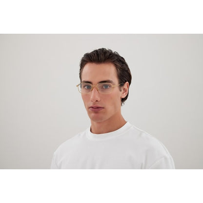 Bottega Veneta BV1333O Rectangle Eyeglasses in Clear Demo Lenses With Shiny Gold Frame, detail view