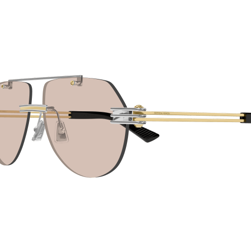 Bottega Veneta BV1342S Aviator Sunglasses in Light Peach Lenses With Silver Frame, side view