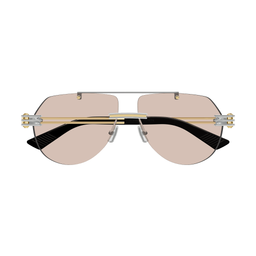 Bottega Veneta BV1342S Aviator Sunglasses in Light Peach Lenses With Silver Frame, angle view