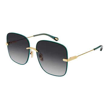 GRAY GRADIENT LENSES WITH TEAL GREEN GOLD FRAME