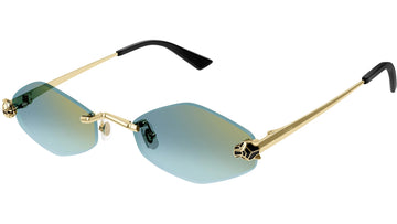 GREEN LENSES WITH SMOOTH GOLDEN FINISH FRAME