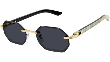 SOLID GRAY LENSES WITH GOLD HORN SIDE FRAME
