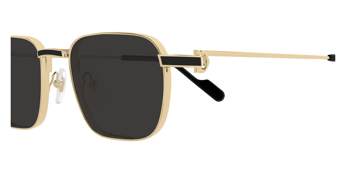 Cartier CT0497S Square Sunglasses in Solid Grey Lenses With Gold Frame, detail view