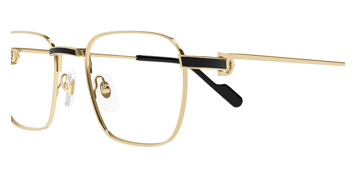 Cartier CT0518O Square Eyeglasses in Clear Lenses With Gold Frame, detail view