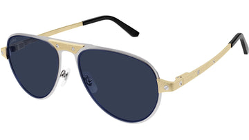 SOLID BLUE LENSES WITH SLIVER GOLD FRAME