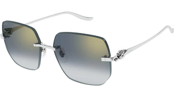 BLUE GRADIENT LENSES WITH SMOOTH SLIVER PLATINUM FRAME