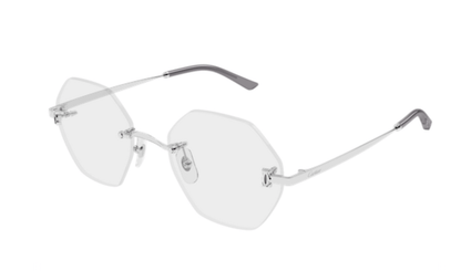 Cartier CT0593O Geometric Eyeglasses in Transparent/Silver, front view