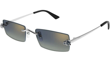 DARK BLUE AND LIGHT BLUE WITH A GOLDEN FLASH LENSES WITH SLIVER FRAME