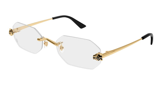 Cartier CT0599O Oval Eyeglasses in Clear Lenses With Gold Frame, angle view