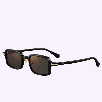 Cartier CT0539S Rectangle Sunglasses in Dark Black/Gold, front view