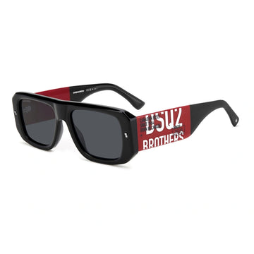 SOLID GRAY LENSES WITH BLACK RED FRAME