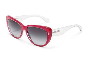 GRAY GRADIENT LENSES WITH RED TRANSPARENT FRAME