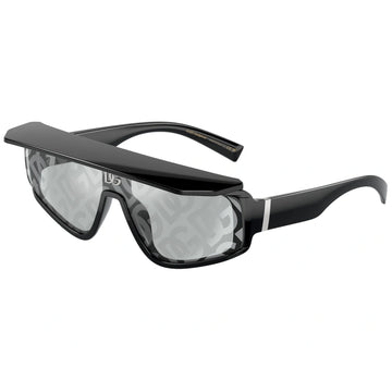 LIGHT GRAY MIRROR MONOGRAM LENSES WITH BLACK FRAME