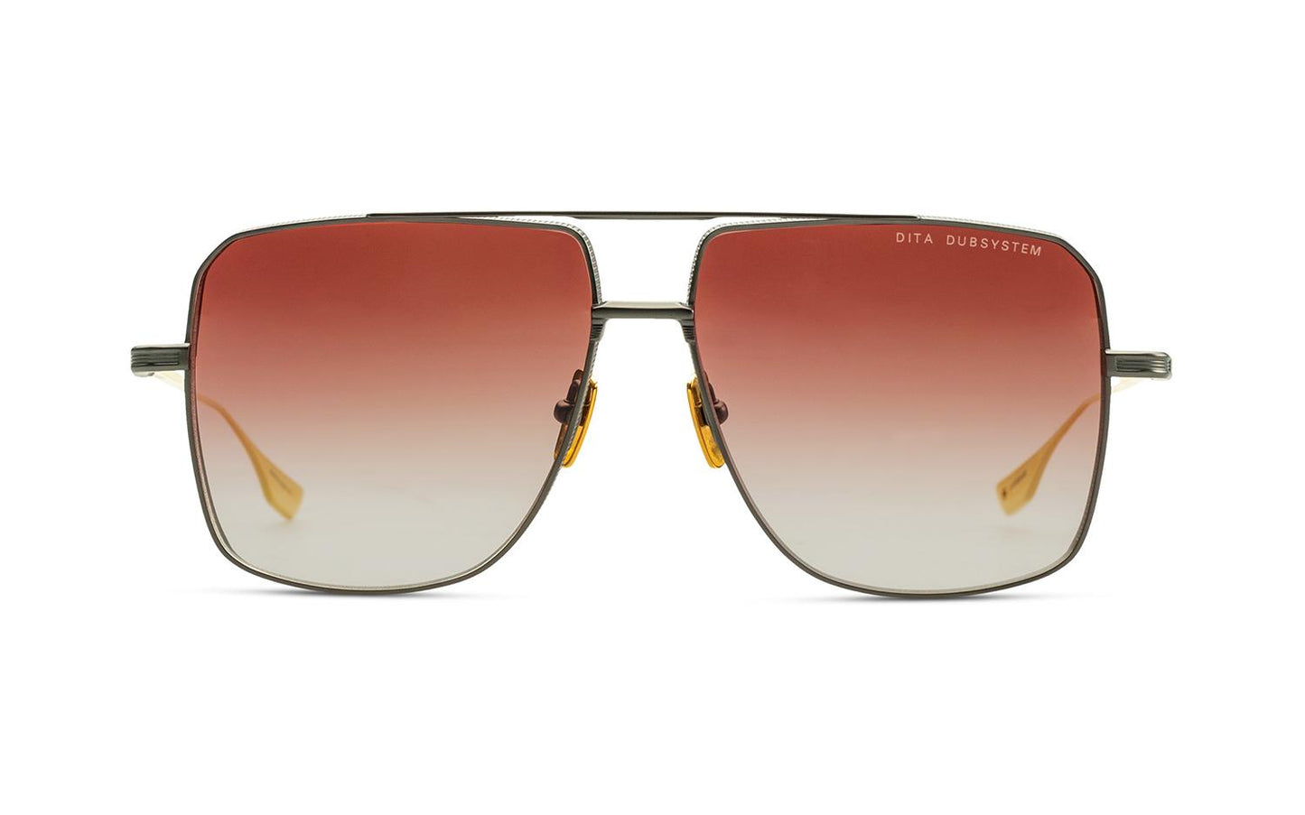 DITA DITA DUBSYSTEM Pilot Sunglasses in Dark Burgundy To Clear Gradient Black Iron/Yellow Gold, side view