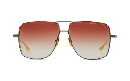 DITA DITA DUBSYSTEM Pilot Sunglasses in Dark Burgundy To Clear Gradient Black Iron/Yellow Gold, side view