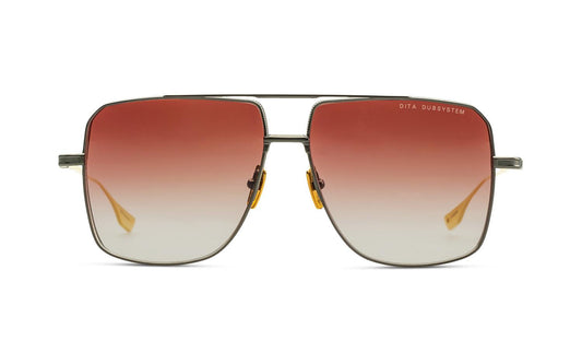 DITA DITA DUBSYSTEM Pilot Sunglasses in Dark Burgundy To Clear Gradient Black Iron/Yellow Gold, side view