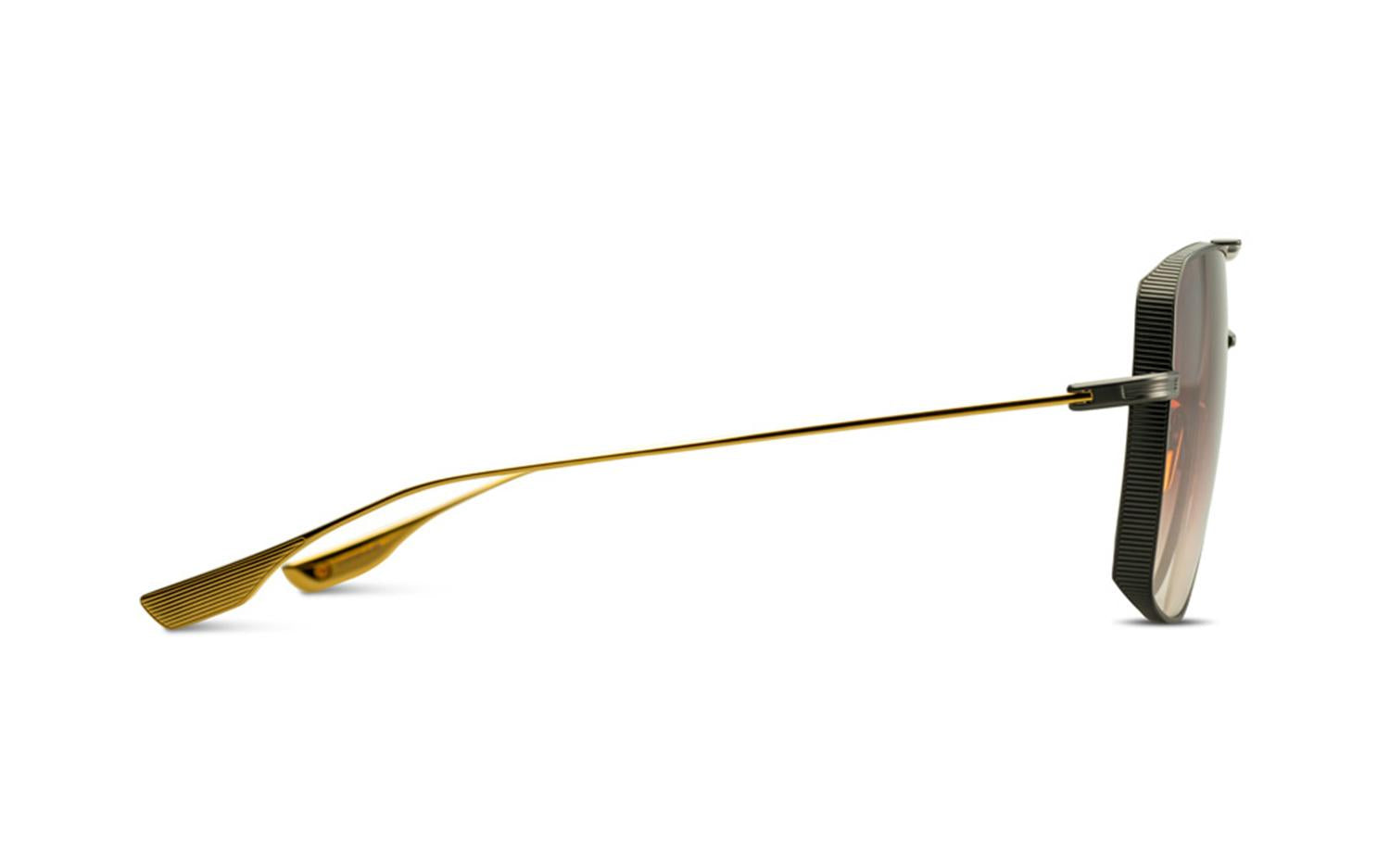 DITA DITA DUBSYSTEM Pilot Sunglasses in Dark Burgundy To Clear Gradient Black Iron/Yellow Gold, angle view