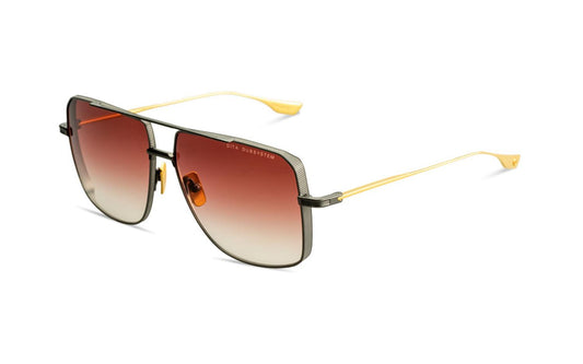DITA DITA DUBSYSTEM Pilot Sunglasses in Dark Burgundy To Clear Gradient Black Iron/Yellow Gold, front view