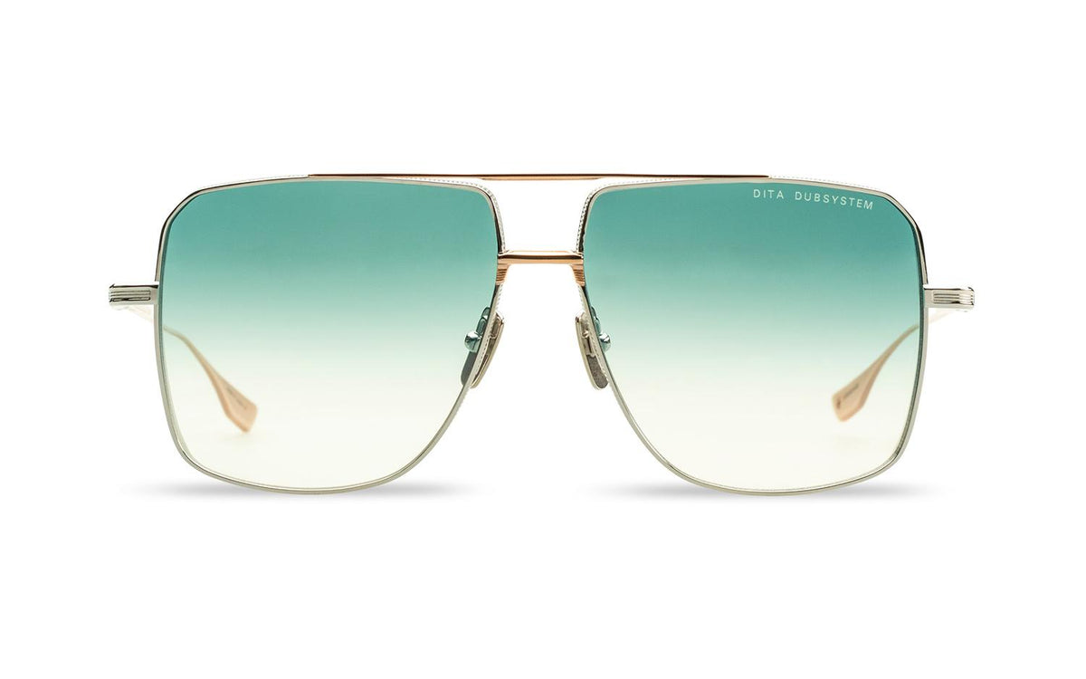 DITA DITA DUBSYSTEM Pilot Sunglasses in Dark Turquoise To Clear Silver/Rose Gold, side view