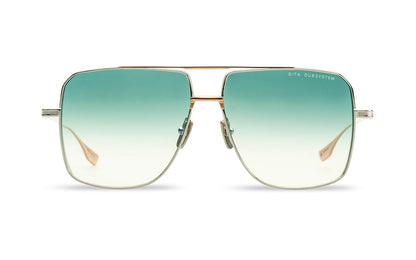 DITA DITA DUBSYSTEM Pilot Sunglasses in Dark Turquoise To Clear Silver/Rose Gold, side view