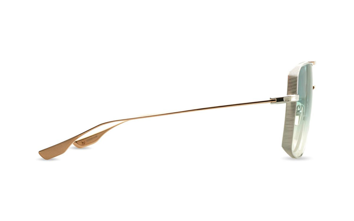DITA DITA DUBSYSTEM Pilot Sunglasses in Dark Turquoise To Clear Silver/Rose Gold, angle view
