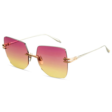 PEACHY SUNSET GRADIENT LENSES WITH MATTE GOLD SLIVER FRAME