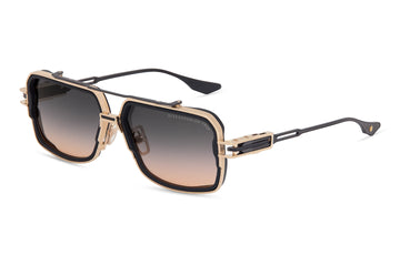 GRAY TO PEACH GRADIENT LENSES WITH MATTE BLACK WHITE GOLD FRAME