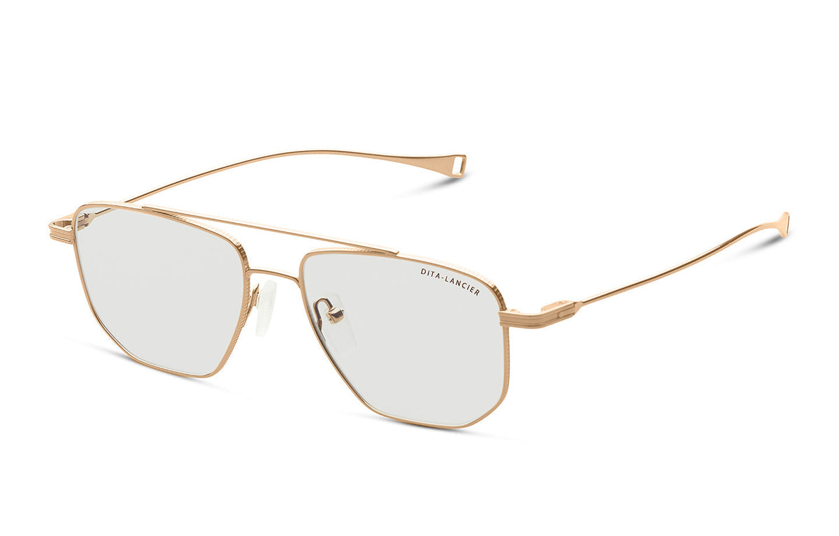 DITA DLX115 Pilot Eyeglasses in Clear / Gold Sand, angle view