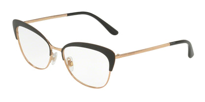Dolce & Gabbana DG1298 Cat Eye Eyeglasses in Matte Black / Pink Gold, angle view