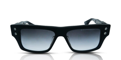 DITA GRANDMASTER SEVEN Rectangle Sunglasses in Dark Grey To Clear Gradient Matte Black Black Iron, angle view