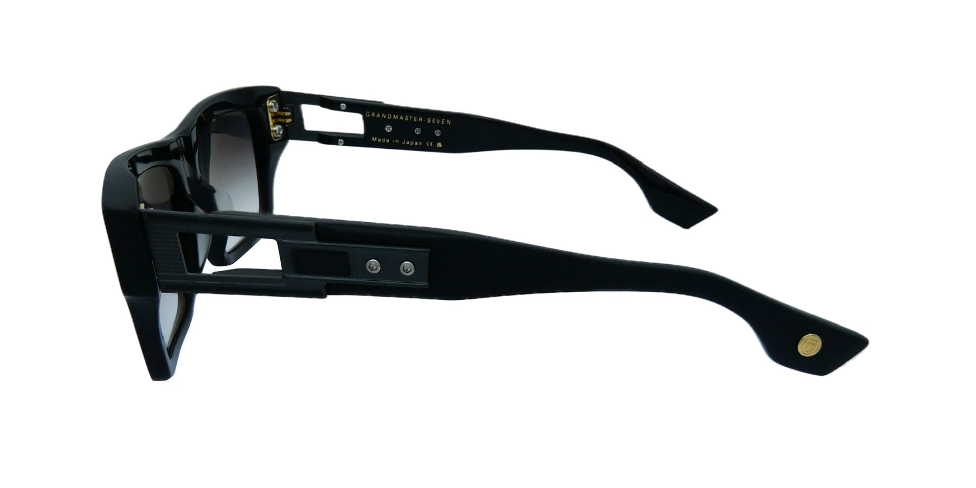DITA GRANDMASTER SEVEN Rectangle Sunglasses in Dark Grey To Clear Gradient Matte Black Black Iron, side view