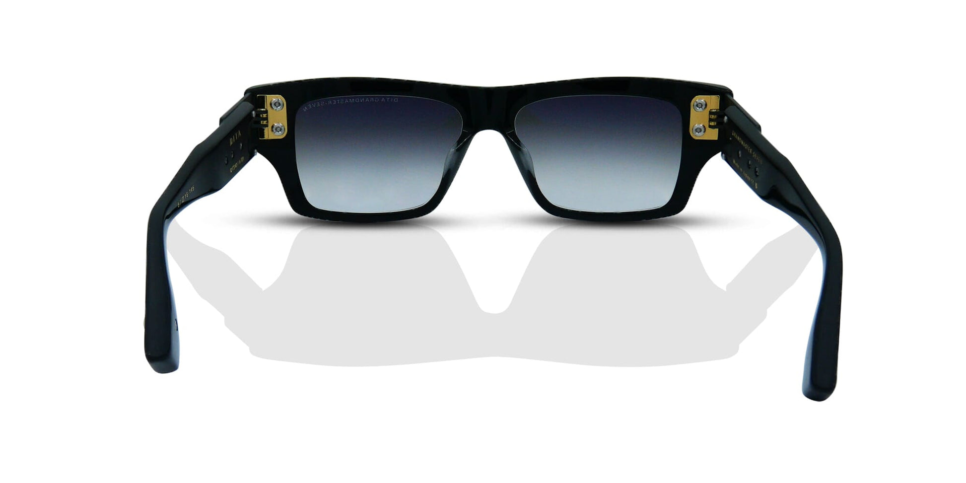 DITA GRANDMASTER SEVEN Rectangle Sunglasses in Dark Grey To Clear Gradient Matte Black Black Iron, detail view