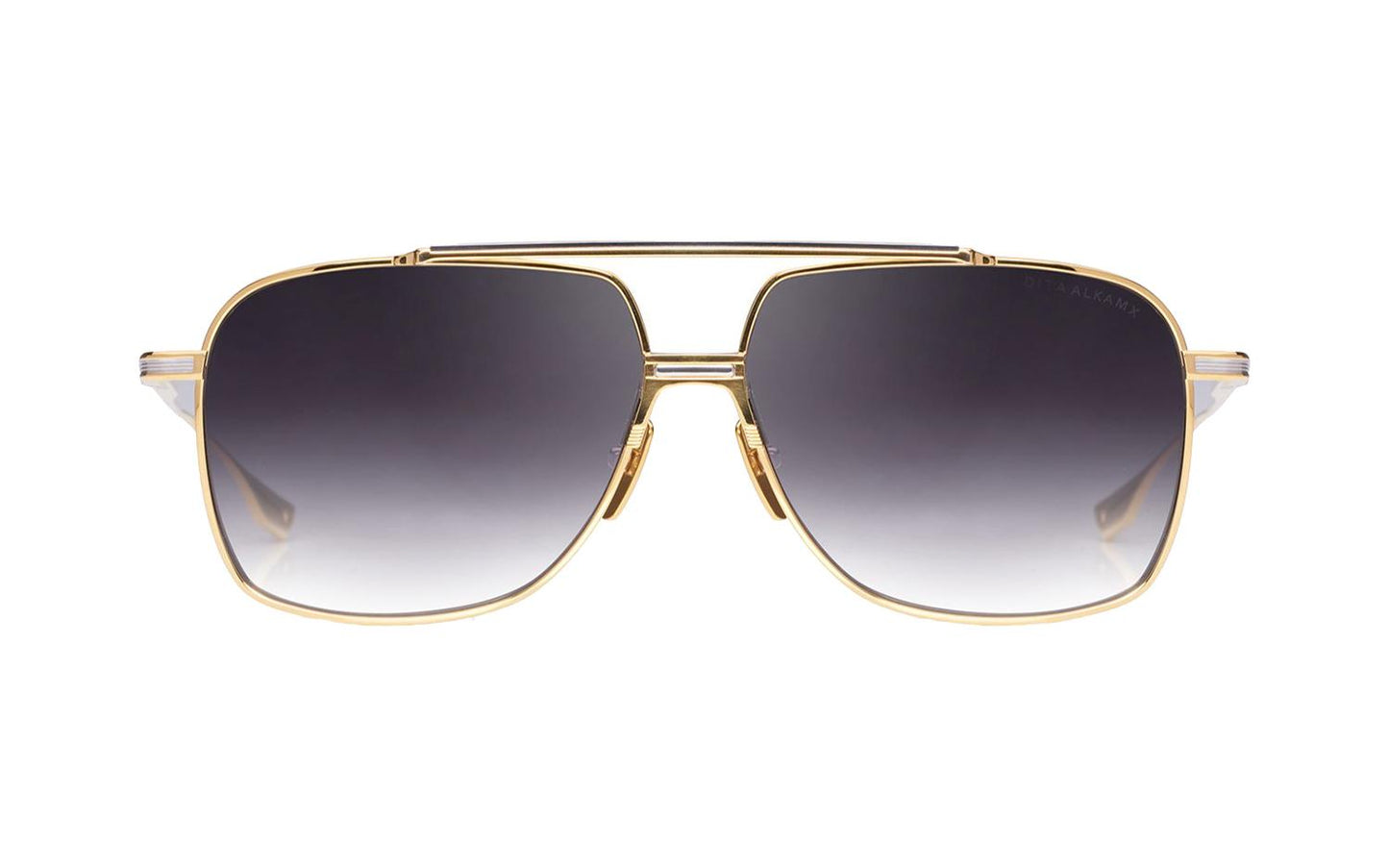 DITA DITA ALKAMX Aviator Sunglasses in Dark Grey To Clear Gradient Gold Yellow Gold/Silver, side view