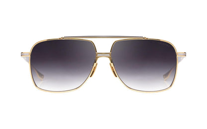 DITA DITA ALKAMX Aviator Sunglasses in Dark Grey To Clear Gradient Gold Yellow Gold/Silver, side view