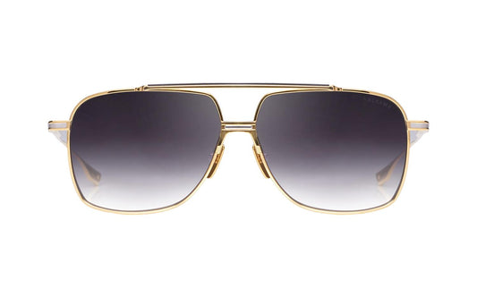 DITA DITA ALKAMX Aviator Sunglasses in Dark Grey To Clear Gradient Gold Yellow Gold/Silver, side view