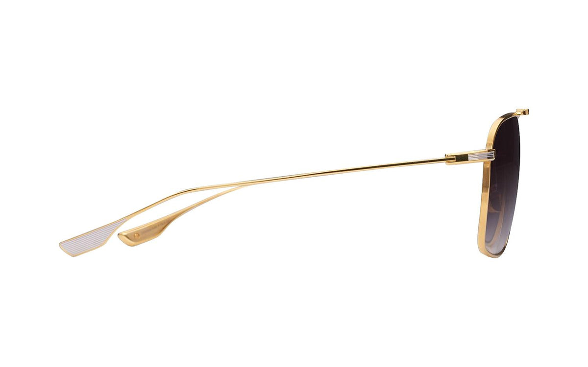 DITA DITA ALKAMX Aviator Sunglasses in Dark Grey To Clear Gradient Gold Yellow Gold/Silver, angle view