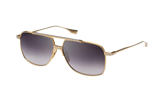 DITA DITA ALKAMX Aviator Sunglasses in Dark Grey To Clear Gradient Gold Yellow Gold/Silver, front view