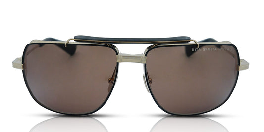 DITA SYMETA - TYPE 403 Aviator Sunglasses in Black Brown White Gold, front view
