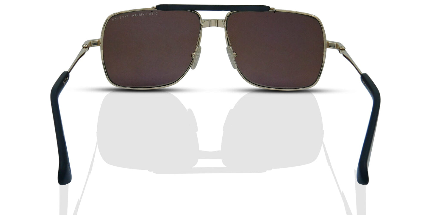 DITA SYMETA - TYPE 403 Aviator Sunglasses in Black Brown White Gold, back view