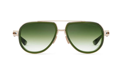DITA DITAVASTIK Aviator Sunglasses in Dark Green To Clear Gradient White Gold Crystal Black Moss, front view